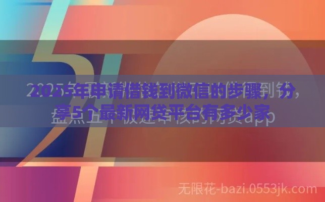 2025年申请借钱到微信的步骤，分享5个最新网贷平台有多少家