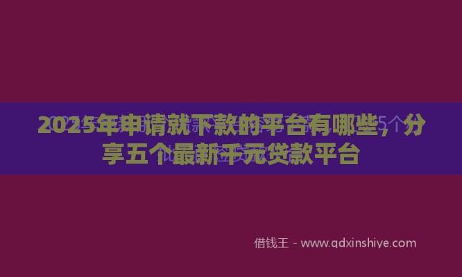 2025年申请就下款的平台有哪些，分享五个最新千元贷款平台