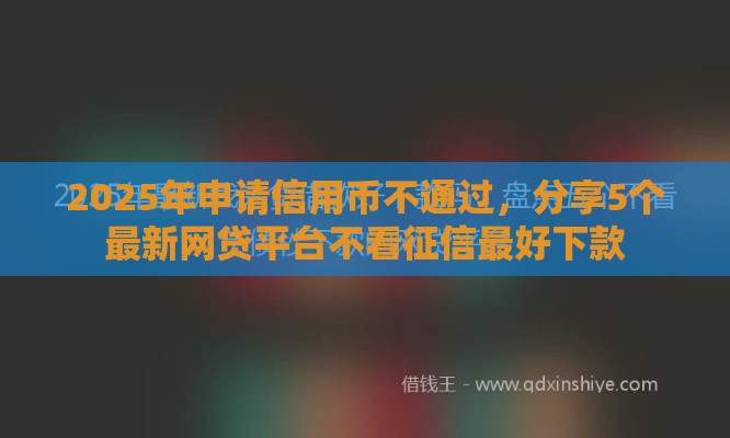 2025年申请信用币不通过，分享5个最新网贷平台不看征信最好下款