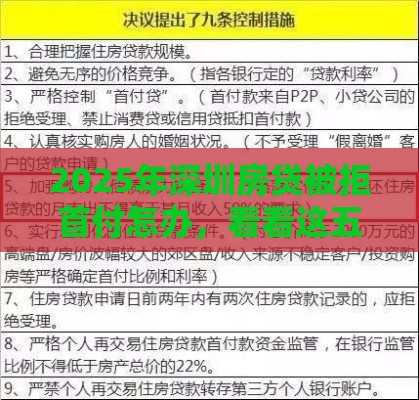 2025年深圳房贷被拒首付怎办，看看这五个最新黑户呆账强制下款的软件
