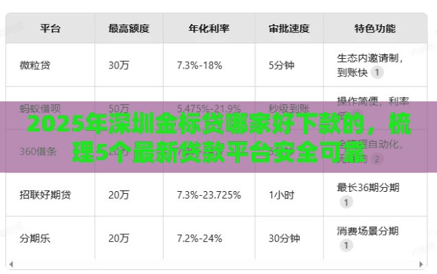 2025年深圳金标贷哪家好下款的，梳理5个最新贷款平台安全可靠
