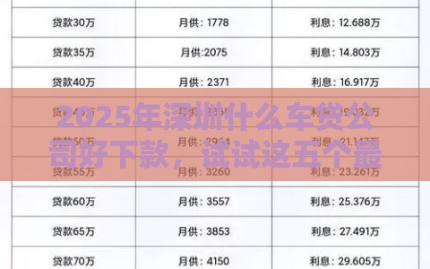 2025年深圳什么车贷公司好下款，试试这五个最新2025年下款容易的平台