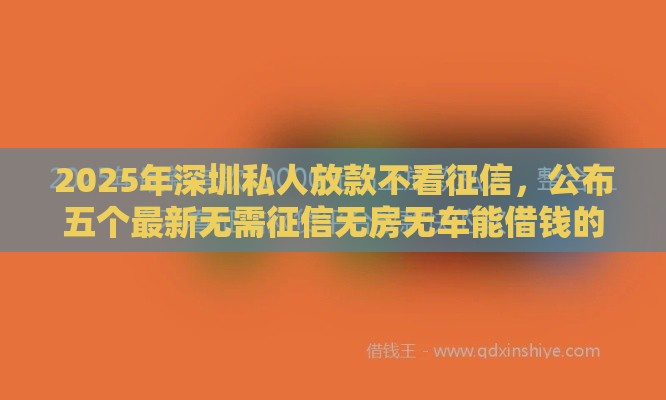 2025年深圳私人放款不看征信，公布五个最新无需征信无房无车能借钱的贷款平台