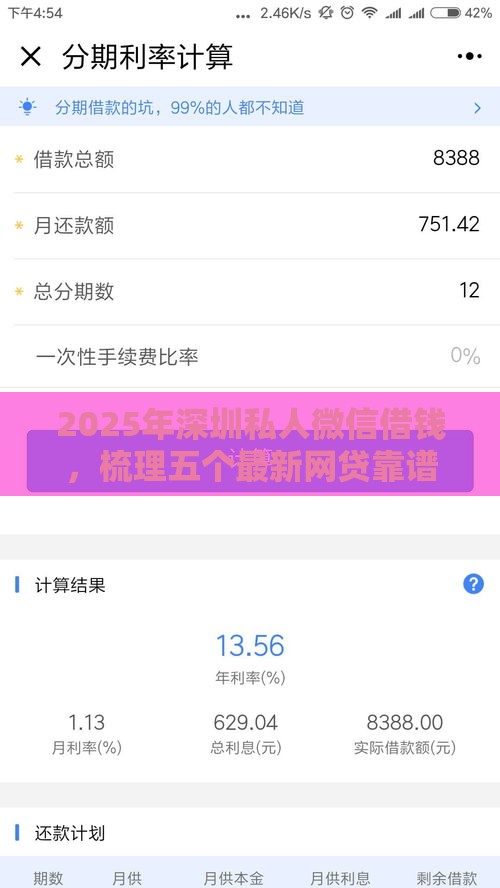 2025年深圳私人微信借钱，梳理五个最新网贷靠谱的平台