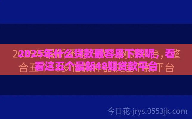 2025年什么贷款最容易下款呢，看看这五个最新48期贷款平台