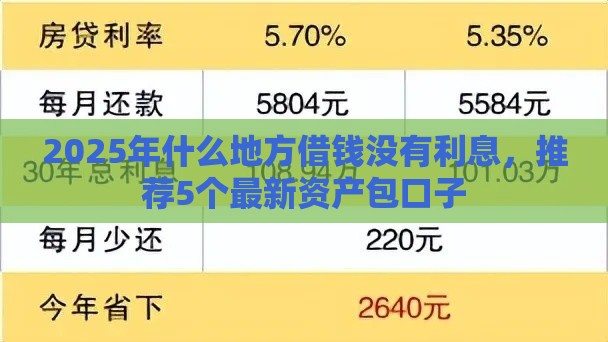 2025年什么地方借钱没有利息，推荐5个最新资产包口子