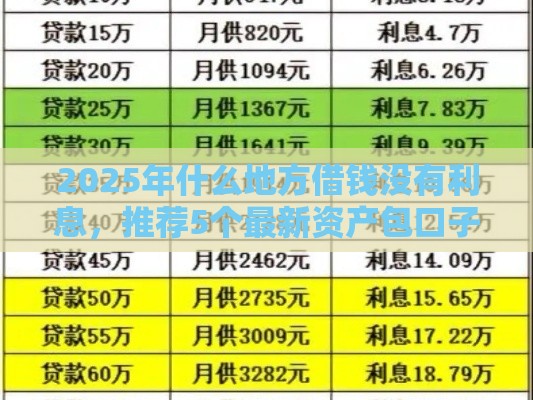 2025年什么地方借钱没有利息，推荐5个最新资产包口子