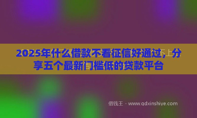 2025年什么借款不看征信好通过，分享五个最新门槛低的贷款平台