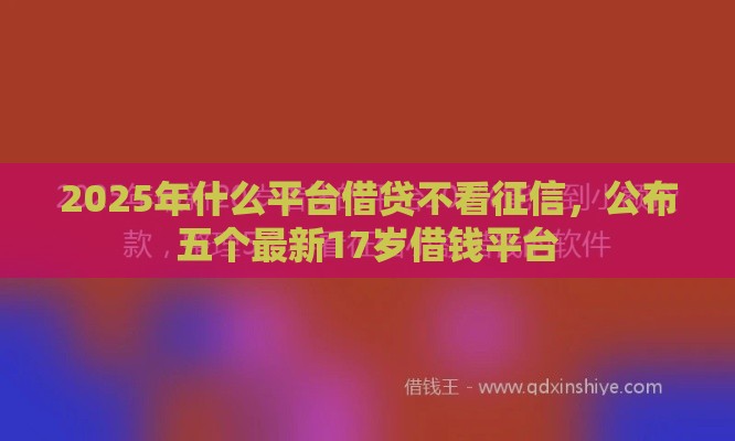 2025年什么平台借贷不看征信，公布五个最新17岁借钱平台