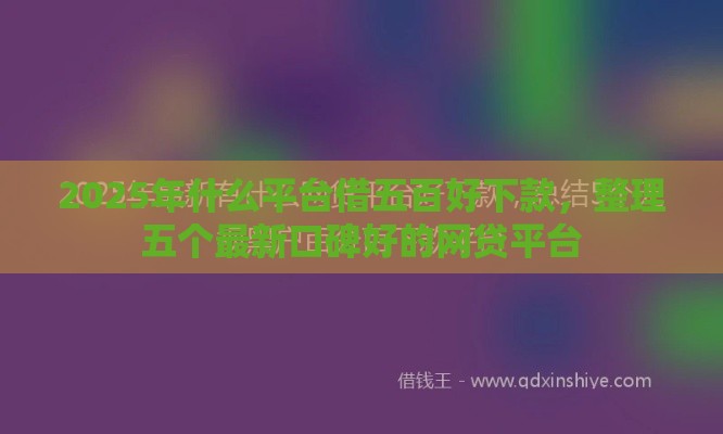 2025年什么平台借五百好下款，整理五个最新口碑好的网贷平台
