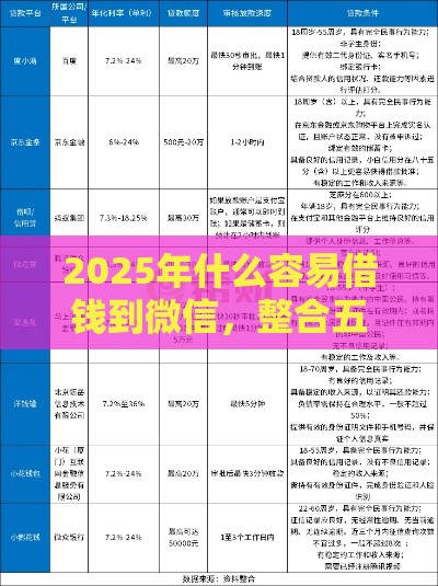 2025年什么容易借钱到微信，整合五个最新最容易下款的网贷平台