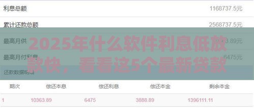 2025年什么软件利息低放款快，看看这5个最新贷款平台代理