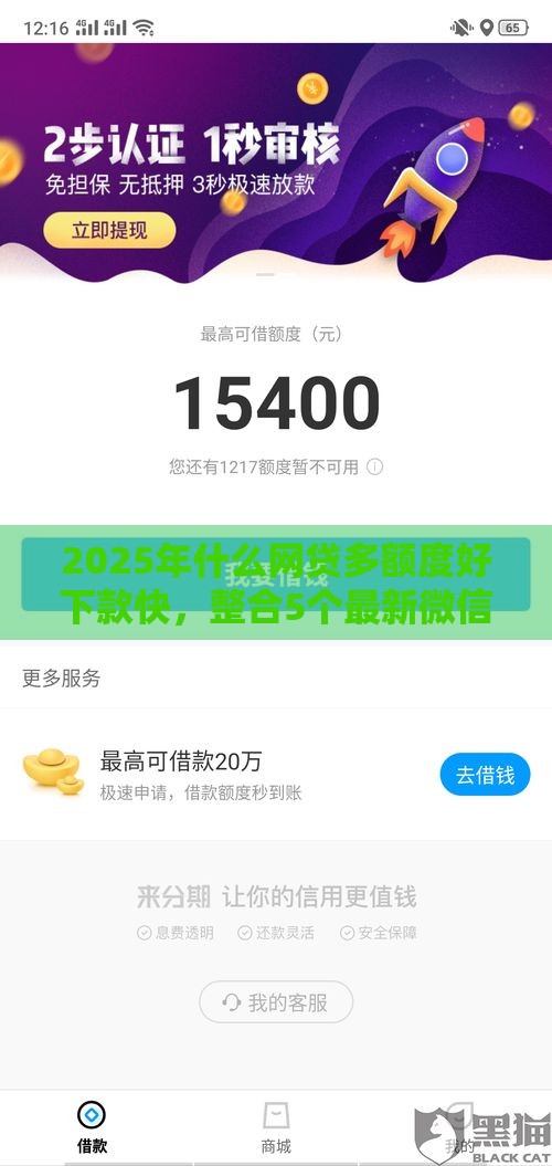 2025年什么网贷多额度好下款快，整合5个最新微信平台借钱可靠