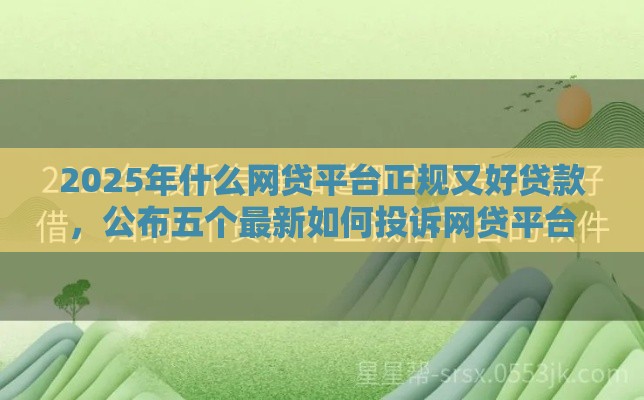 2025年什么网贷平台正规又好贷款，公布五个最新如何投诉网贷平台