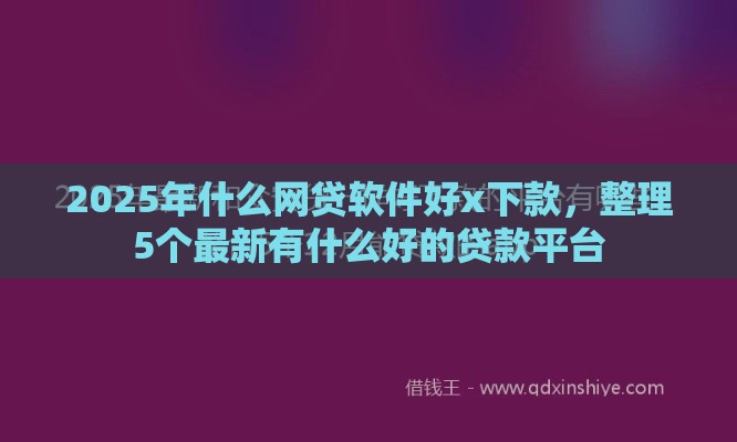 2025年什么网贷软件好x下款，整理5个最新有什么好的贷款平台