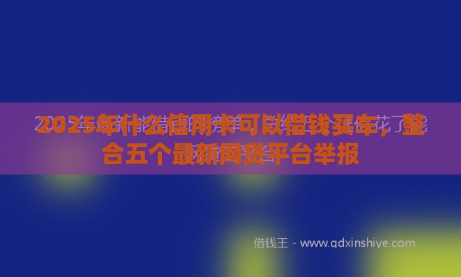 2025年什么信用卡可以借钱买车，整合五个最新网贷平台举报