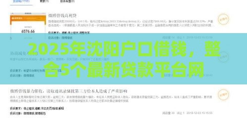 2025年沈阳户口借钱，整合5个最新贷款平台网