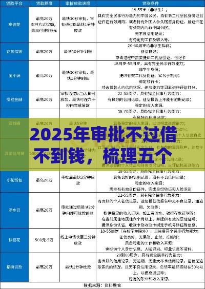 2025年审批不过借不到钱，梳理五个最新大的贷款平台
