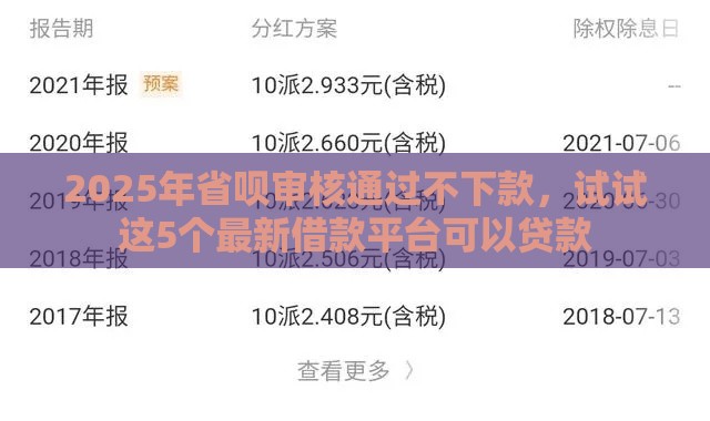 2025年省呗审核通过不下款，试试这5个最新借款平台可以贷款