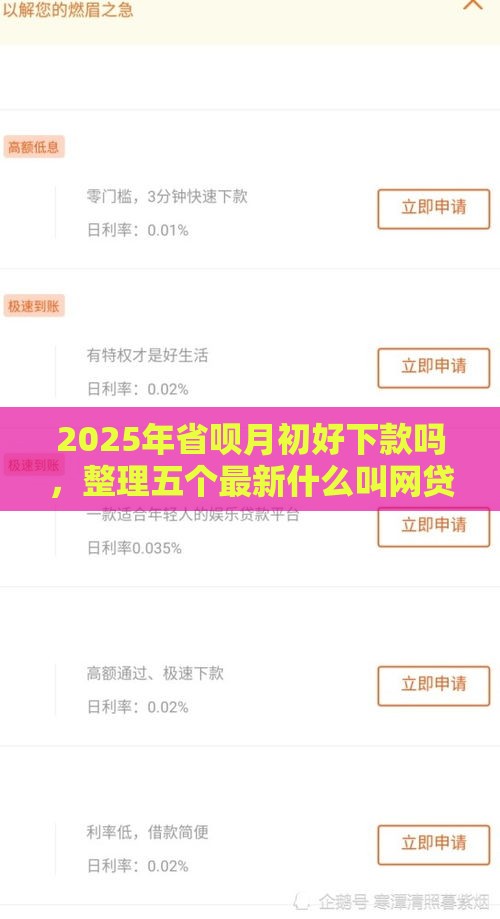 2025年省呗月初好下款吗，整理五个最新什么叫网贷平台