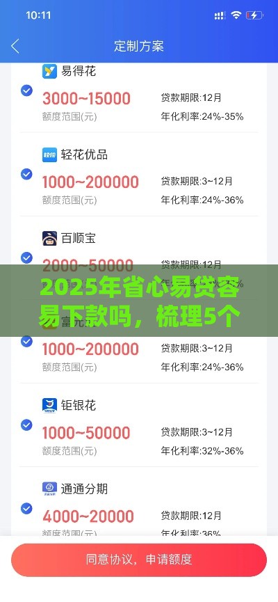 2025年省心易贷容易下款吗，梳理5个最新贷款新口子