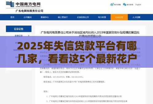 2025年失信贷款平台有哪几家，看看这5个最新花户下款的口子2025
