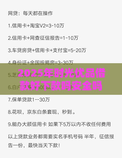 2025年时光优品借款好下款吗安全吗，公布五个最新网黑征信黑有没有下款的口子