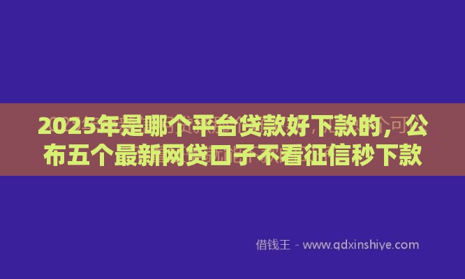 2025年是哪个平台贷款好下款的，公布五个最新网贷口子不看征信秒下款的平台