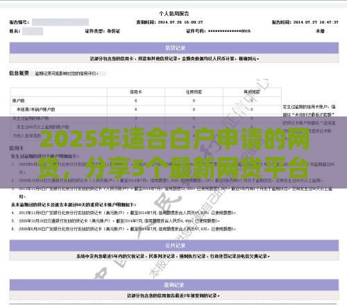 2025年适合白户申请的网贷，分享5个最新网贷平台好借款