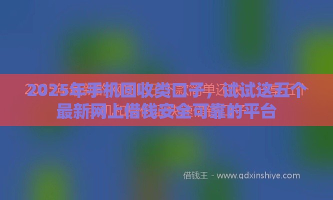 2025年手机回收类口子，试试这五个最新网上借钱安全可靠的平台
