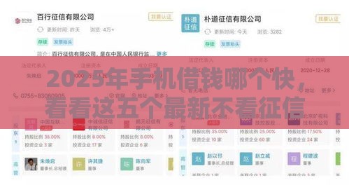 2025年手机借钱哪个快，看看这五个最新不看征信的借款平台百分百
