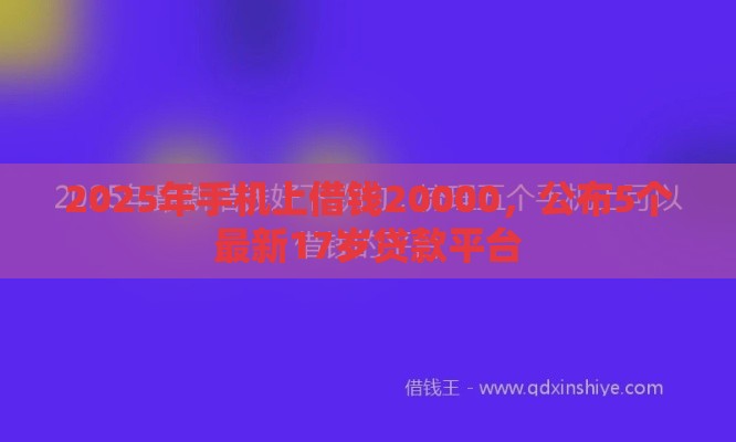 2025年手机上借钱20000，公布5个最新17岁贷款平台