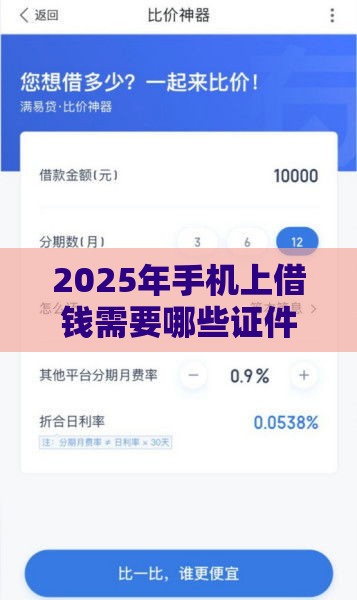 2025年手机上借钱需要哪些证件，整合5个最新借钱平台的利率低