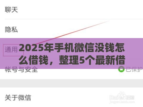 2025年手机微信没钱怎么借钱，整理5个最新借钱平台靠谱