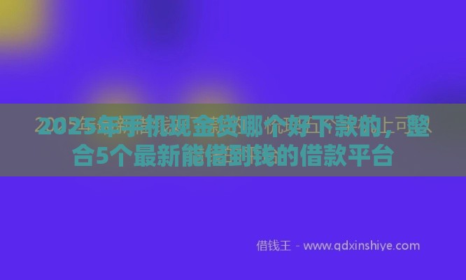2025年手机现金贷哪个好下款的，整合5个最新能借到钱的借款平台