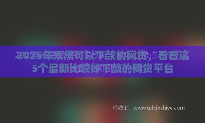 2025年双黑可以下款的网贷，看看这5个最新比较好下款的网贷平台