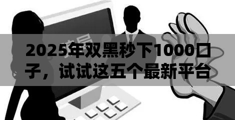 2025年双黑秒下1000口子，试试这五个最新平台贷款被骗了怎么办