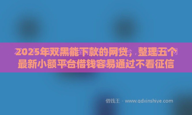 2025年双黑能下款的网贷，整理五个最新小额平台借钱容易通过不看征信