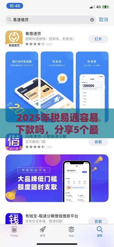 2025年税易通容易下款吗，分享5个最新最安全的贷款平台
