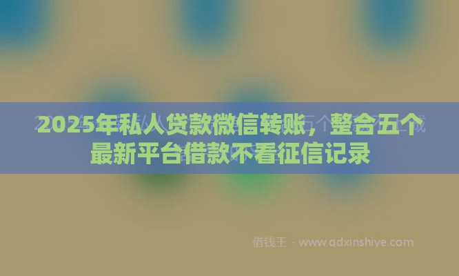 2025年私人贷款微信转账，整合五个最新平台借款不看征信记录