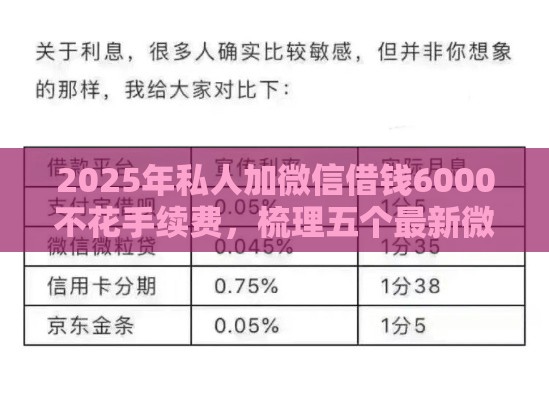 2025年私人加微信借钱6000不花手续费，梳理五个最新微贷网是什么网贷平台