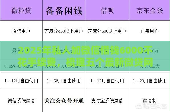 2025年私人加微信借钱6000不花手续费，梳理五个最新微贷网是什么网贷平台