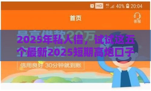 2025年私人借，试试这五个最新2025短期高炮口子必下款