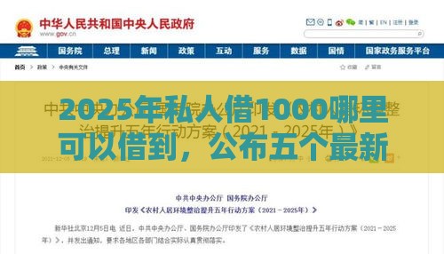 2025年私人借1000哪里可以借到，公布五个最新借钱大平台