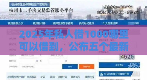2025年私人借1000哪里可以借到，公布五个最新借钱大平台