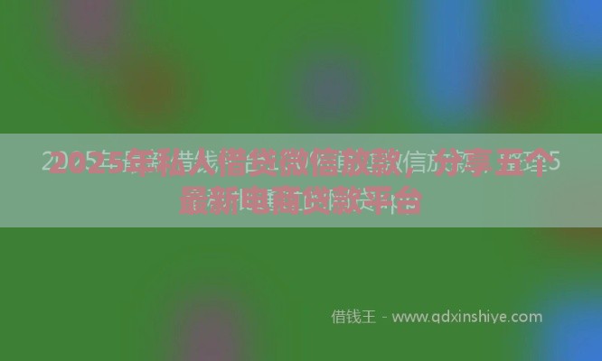 2025年私人借贷微信放款，分享五个最新电商贷款平台