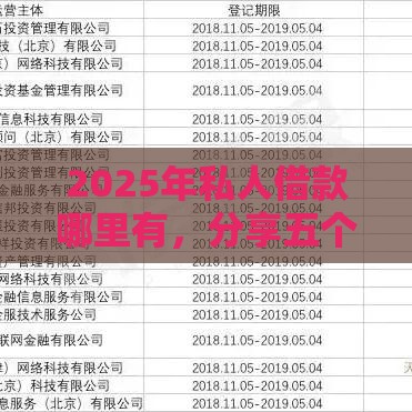 2025年私人借款哪里有，分享五个最新网贷平台额度高易通过