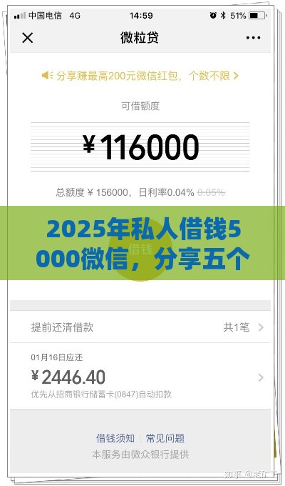 2025年私人借钱5000微信，分享五个最新贷款平台好贷