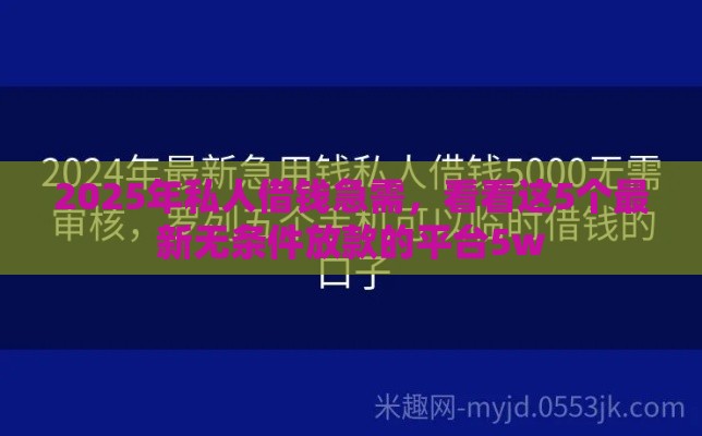2025年私人借钱急需，看看这5个最新无条件放款的平台5w