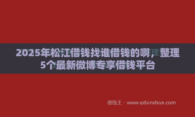 2025年松江借钱找谁借钱的啊，整理5个最新微博专享借钱平台